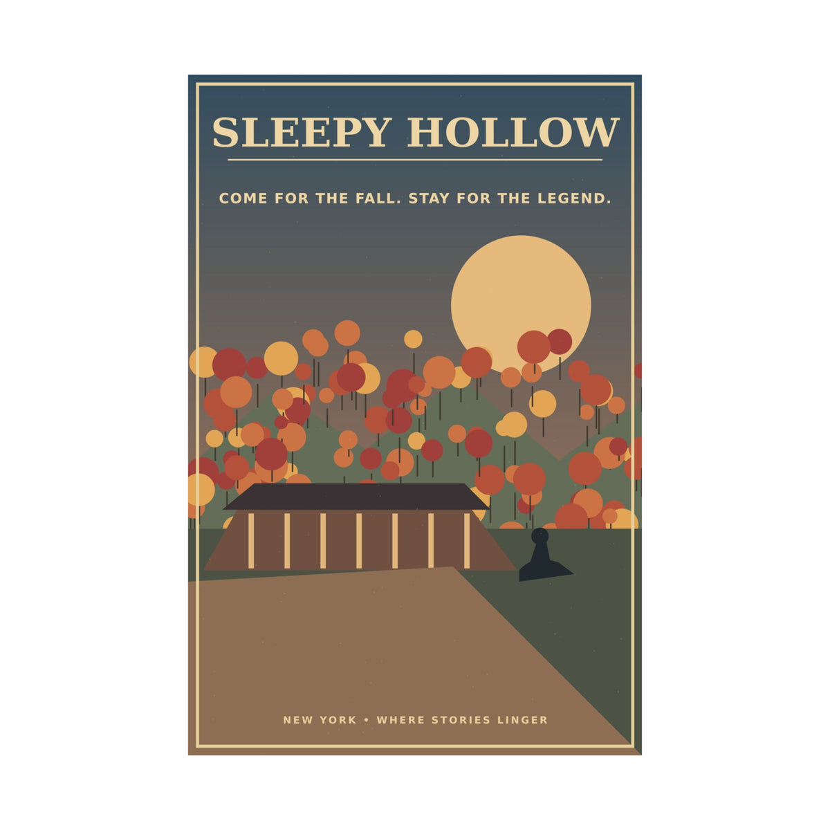 Sleepy Hollow Vintage Travel Poster | Autumn New York Wall Art