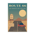Route 66 Vintage Travel Poster | Retro American Road Trip Wall Art
