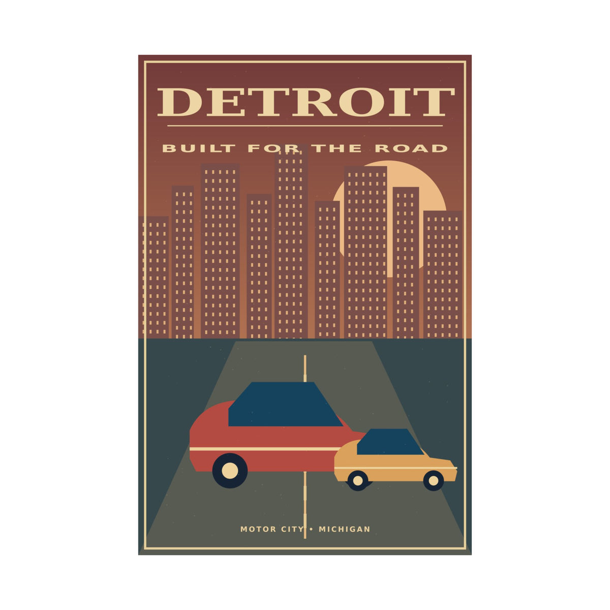 Detroit Vintage Travel Poster | Motor City Automotive Wall Art