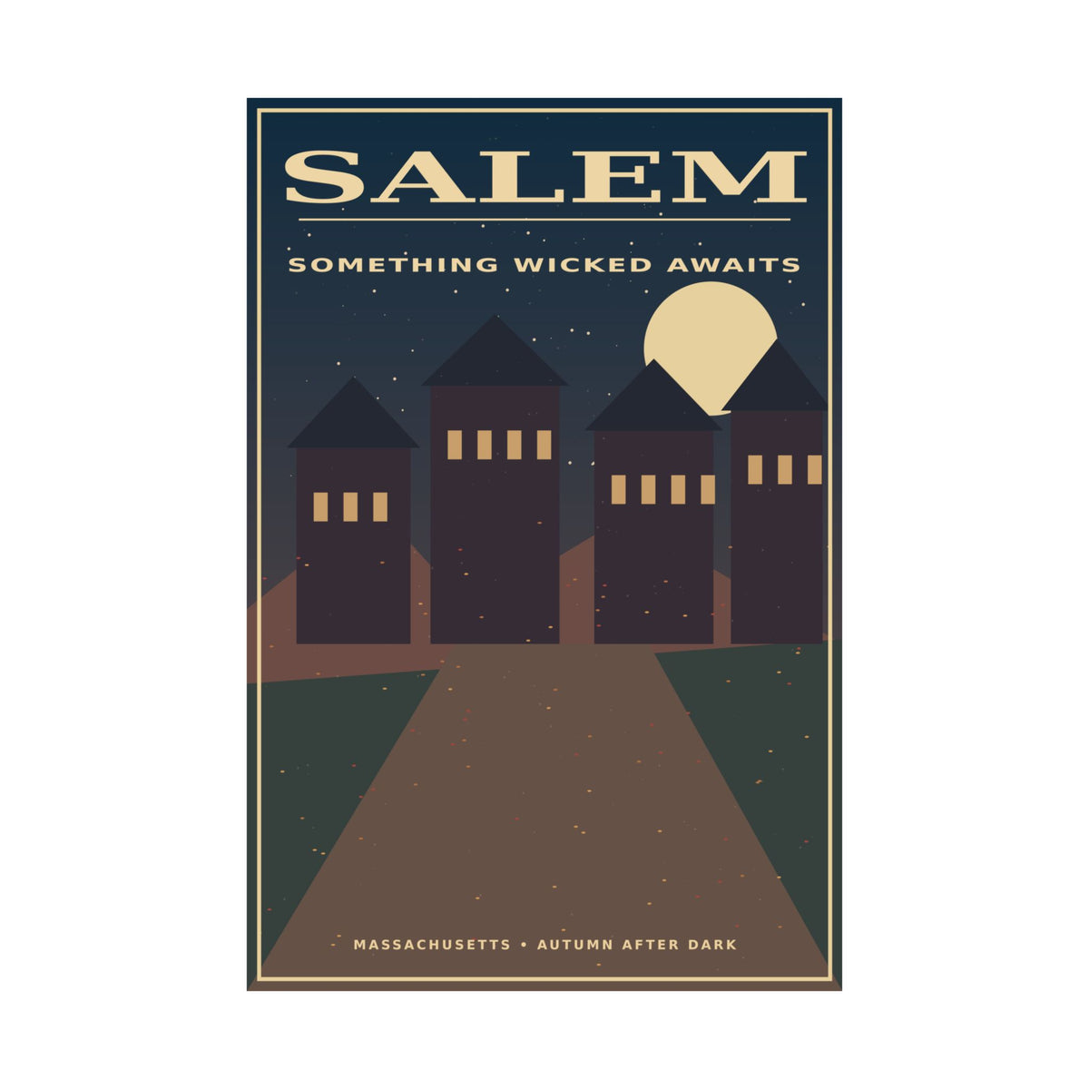 Salem Massachusetts Vintage Travel Poster | Spooky New England Wall Art