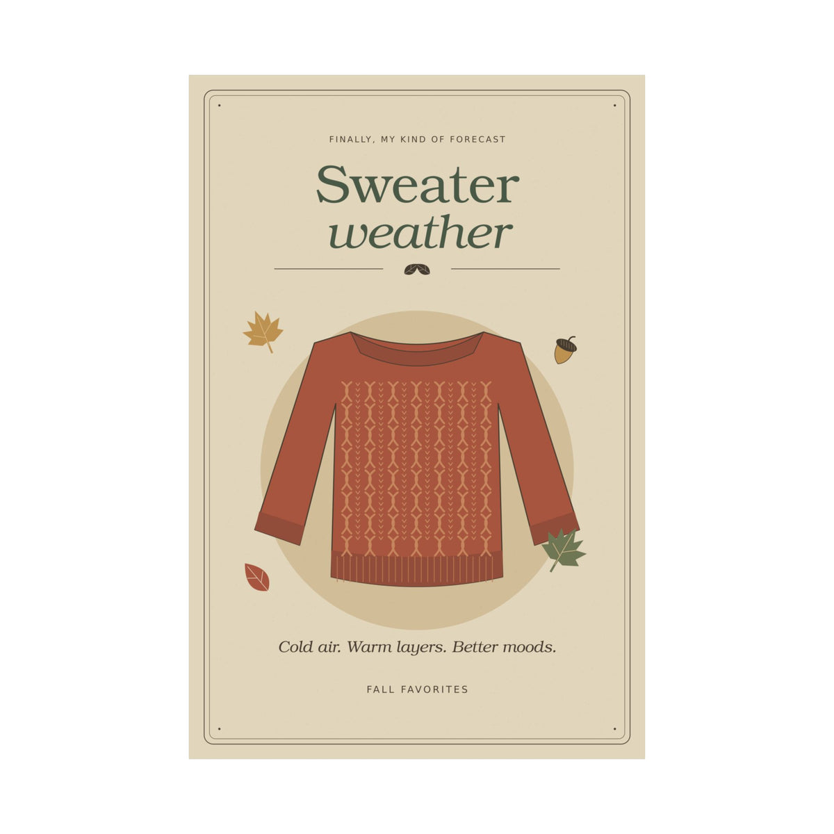 Sweater Weather Poster | Cozy Vintage Fall Wall Art