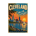 Cleveland Ohio Vintage Travel Poster | Lake Erie Wall Art