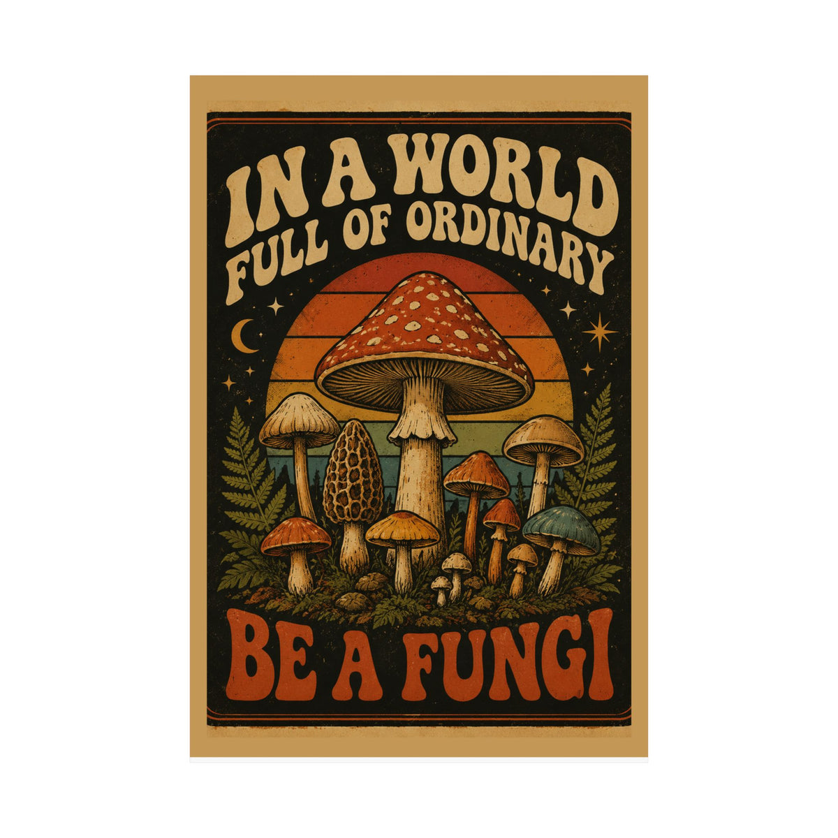 Retro Mushroom Poster | Vintage Botanical Mushroom Wall Art