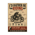 I'd Rather Be Riding Motorcycle Poster | Vintage Biker Wall Art