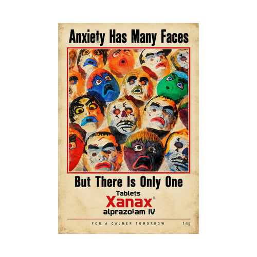 Anxiety Has Many Faces Poster | Retro Xanax Wall Art