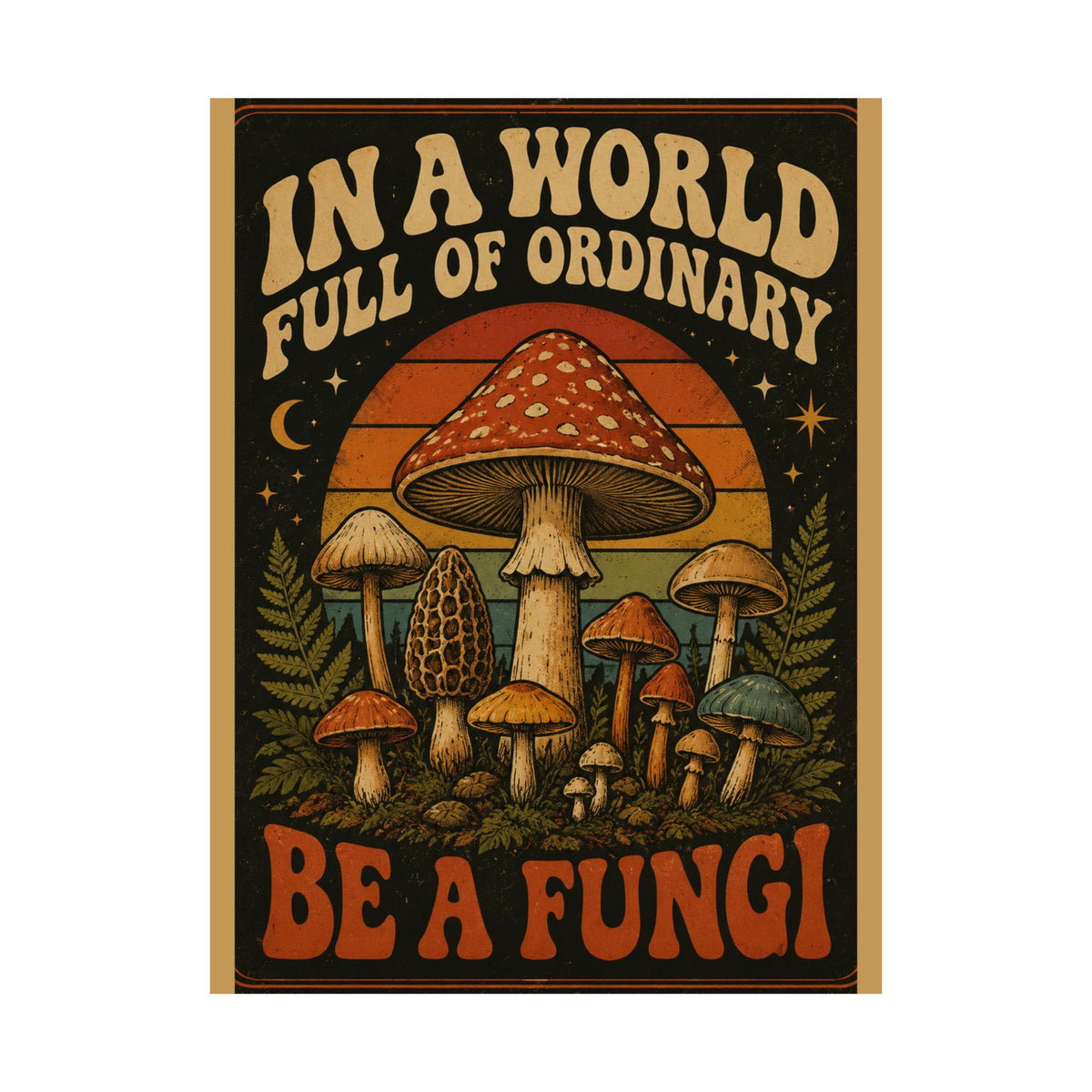 Retro Mushroom Poster | Vintage Botanical Mushroom Wall Art