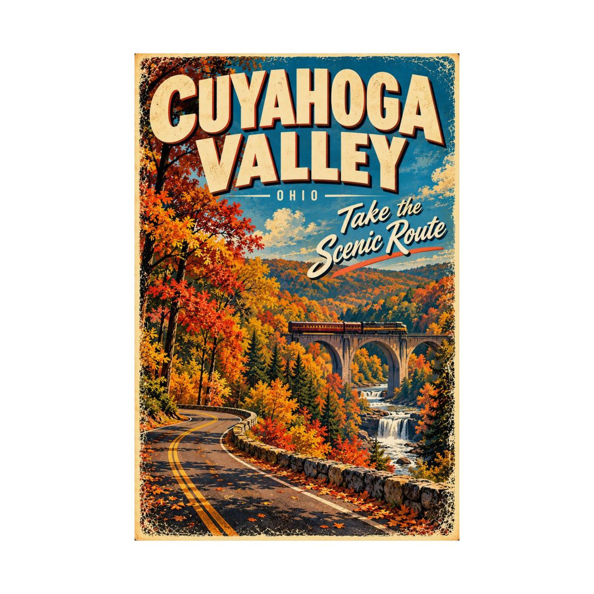 Cuyahoga Valley Vintage Travel Poster | Ohio National Park Wall Art
