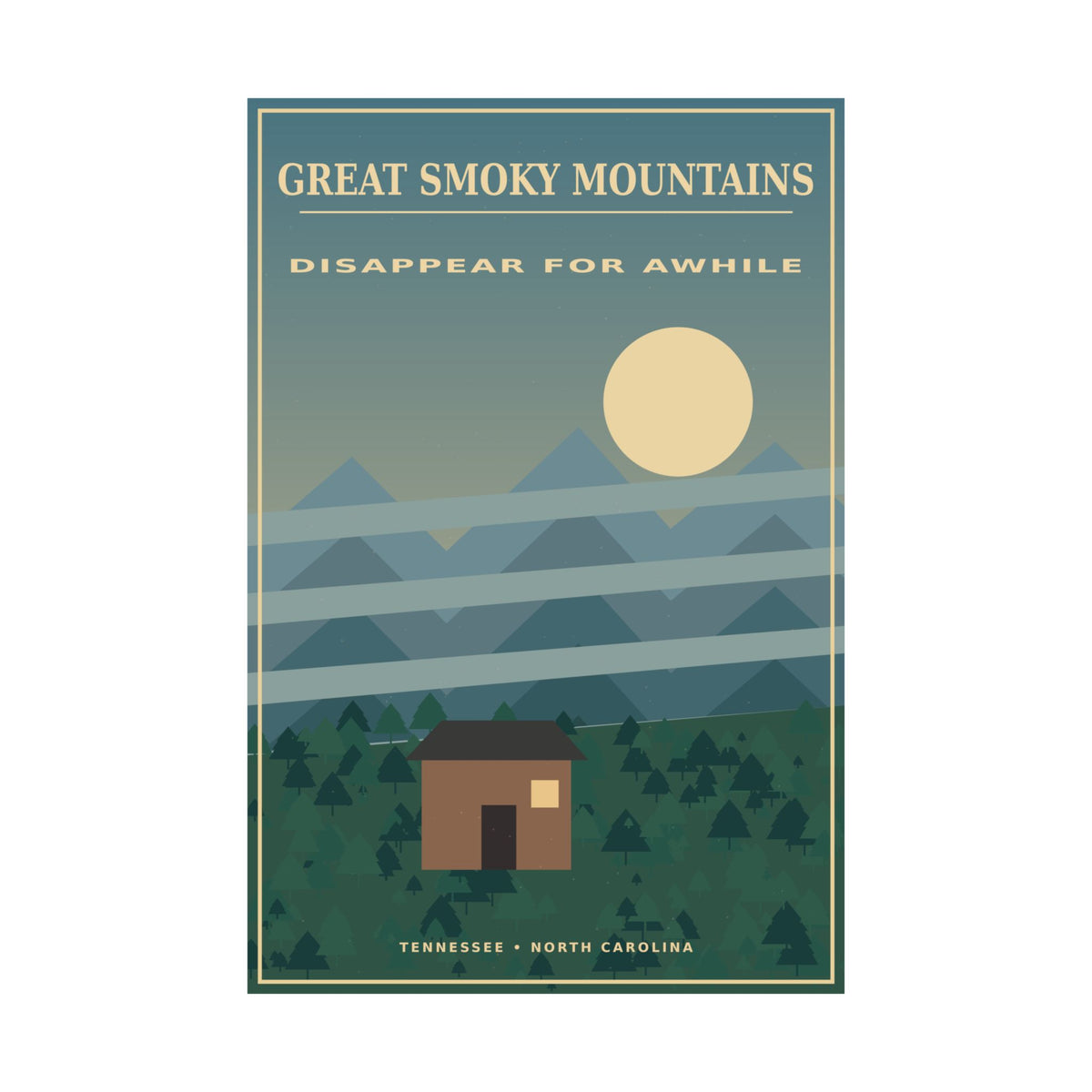 Great Smoky Mountains Vintage Travel Poster | National Park Wall Art