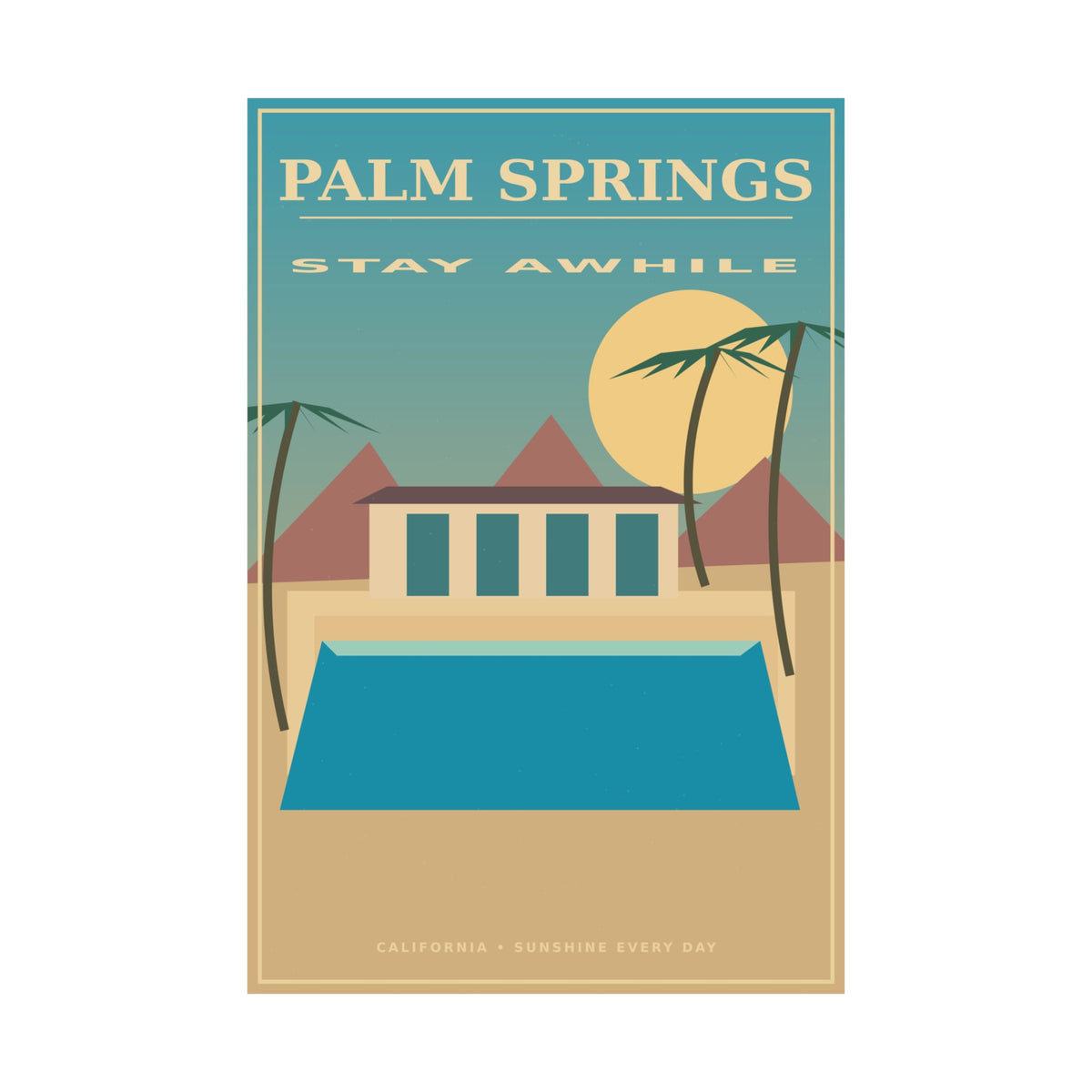 Palm Springs Vintage Travel Poster | Mid-Century California Wall Art